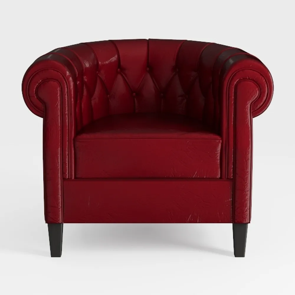 QHITTY Accent Chair, Chesterfield Modern Leather