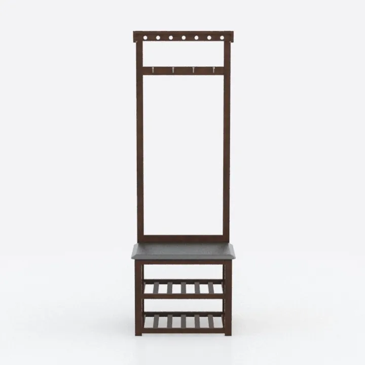 Hall Tree, Coat Rack with Shoe Storage, Wooden