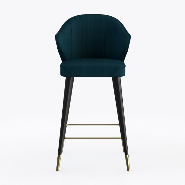 Velvet Upholstered Barstools - Modern Counter Heig