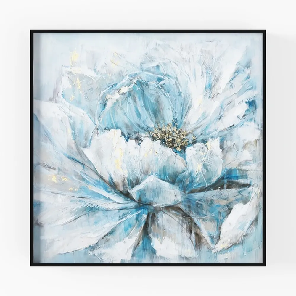 Blue Beach Canvas Wall Art Coastal Floral Vase