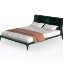 FURINNO Pessac PU Leather Upholstered Platform, Tw Left 45 Degree View