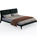 FURINNO Pessac PU Leather Upholstered Platform, Tw Right 45 Degree View