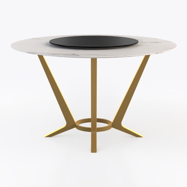 59.05 in. Modern Round Black Rotary Lazy Susan Sin