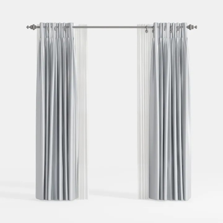 Minimalist Satin Fabric Window Curtains 3D Model