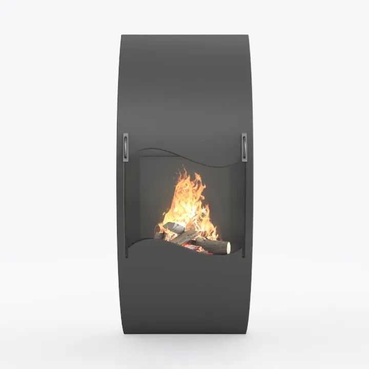 Modern Minimalist Matte Metal Freestanding Fireplace 3D Model