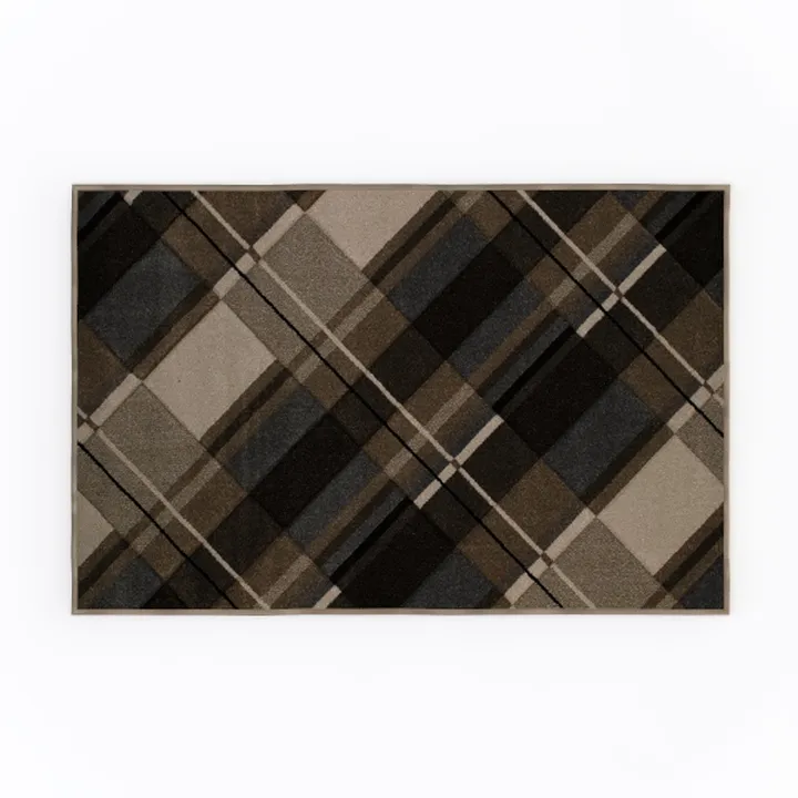Modern Plaid Pattern Fabric Area Rug 3D Model