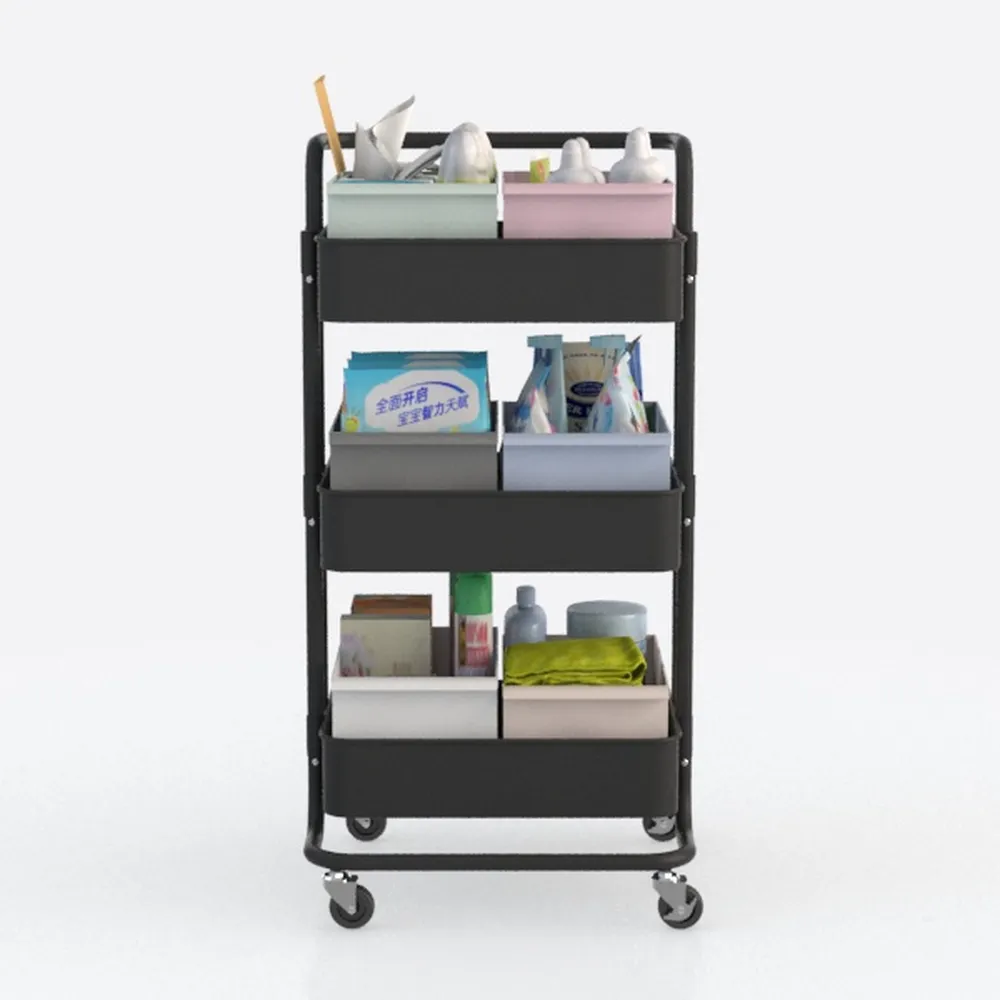 SPACEKEEPER Slim Rolling Storage Cart, 3 Tier