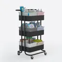 SPACEKEEPER Slim Rolling Storage Cart, 3 Tier Right 45 Degree View
