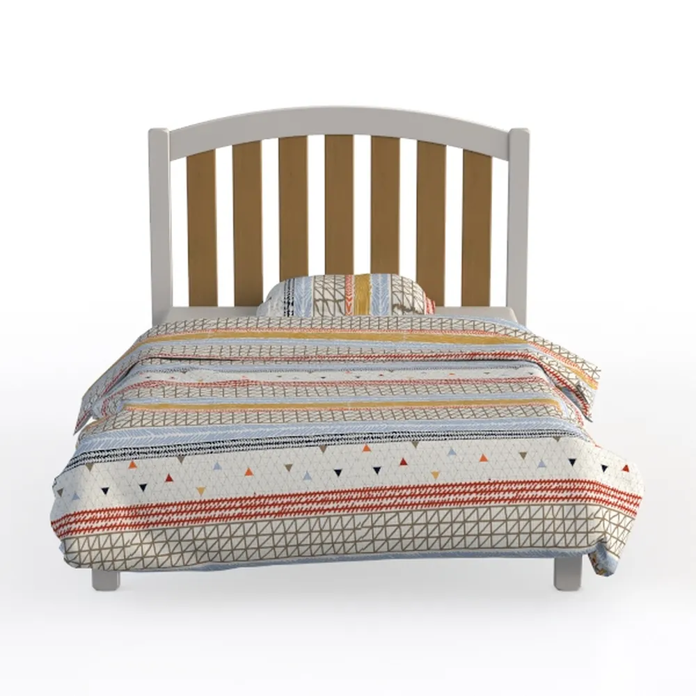 Amazon Basics Struttura per letto, piattaforma in legno di pino massiccio, con testiera a coste, moderna, facile da montare, per bambini, singola, Bianco, 90 x 190 x 88 cm