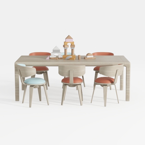 Emmy 7-Pieces Rectangular Laminated Top Natural Ba