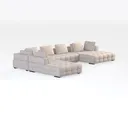 Minimalist Fabric U Shaped Sectional Sofa 3D Model Right 45 Degree View