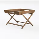 Minimalist Solid Wood Folding Serving Tray Table 3D Model Left 45 Degree View