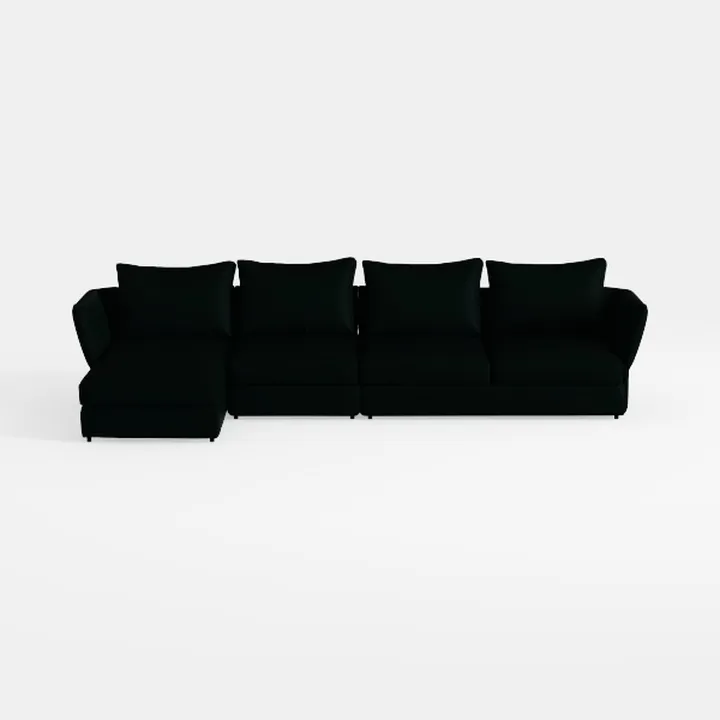 Minimalist Black Fabric Sectional Sofa 3D Model