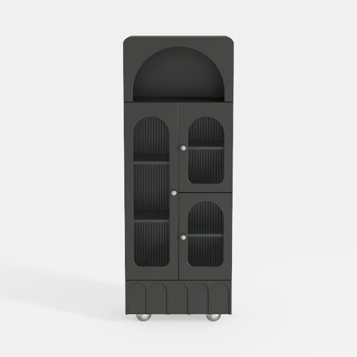 Tall Arched Cabinet with Glass Doors, 5-Tier Arch