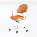 Minimalist Orange Fabric White Plastic Office Chair 3D Model Left 45 Degree View