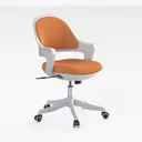 Minimalist Orange Fabric White Plastic Office Chair 3D Model Right 45 Degree View