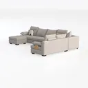 Minimalist Fabric U Shape Sectional Sofa with Decorative Pillows 3D Model Left 45 Degree View