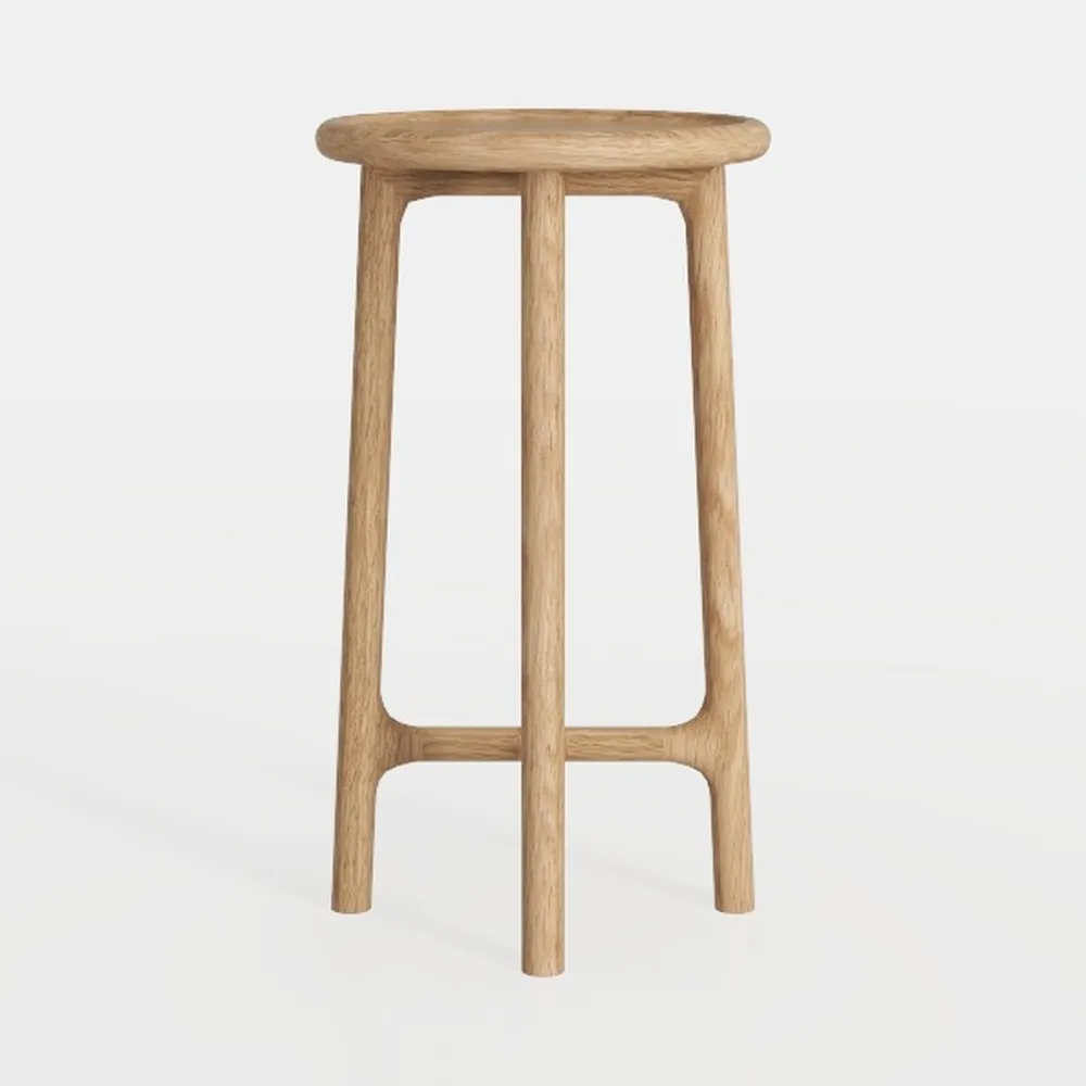 Natick Bar Height Stool, Brown Linen-Like Fabric