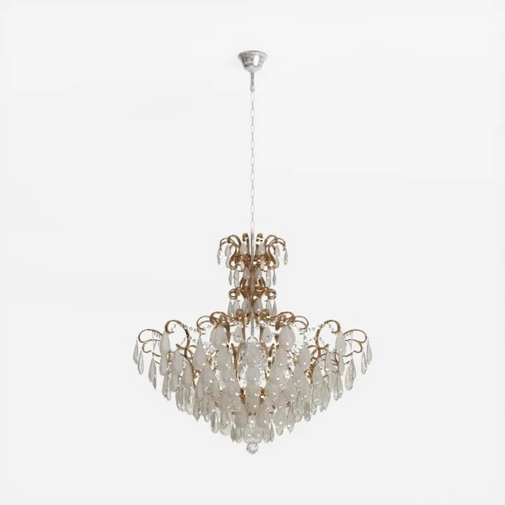 Vintage Brass Crystal Chandelier 3D Model