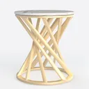 Modern Marble Top Gold Metal Side Table 3D Model Left 45 Degree View