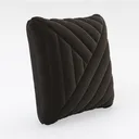 Minimalist Dark Brown Velvet Quilted Throw Pillow 3D Model Right 45 Degree View