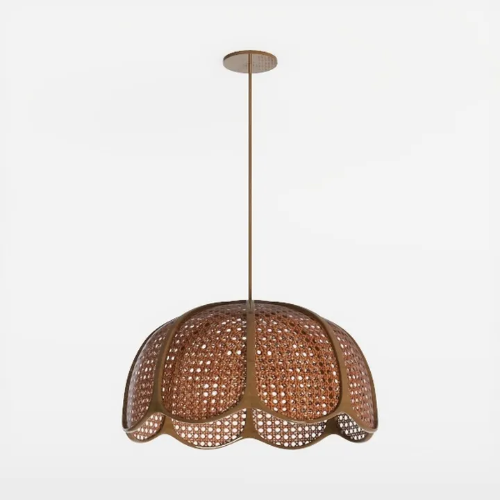 1-Pack 13.79" 2-Light Rattan Pendant Light Fixture