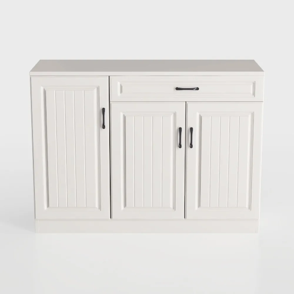 Maupvit White Buffet Storage Cabinet with 3 Drawer