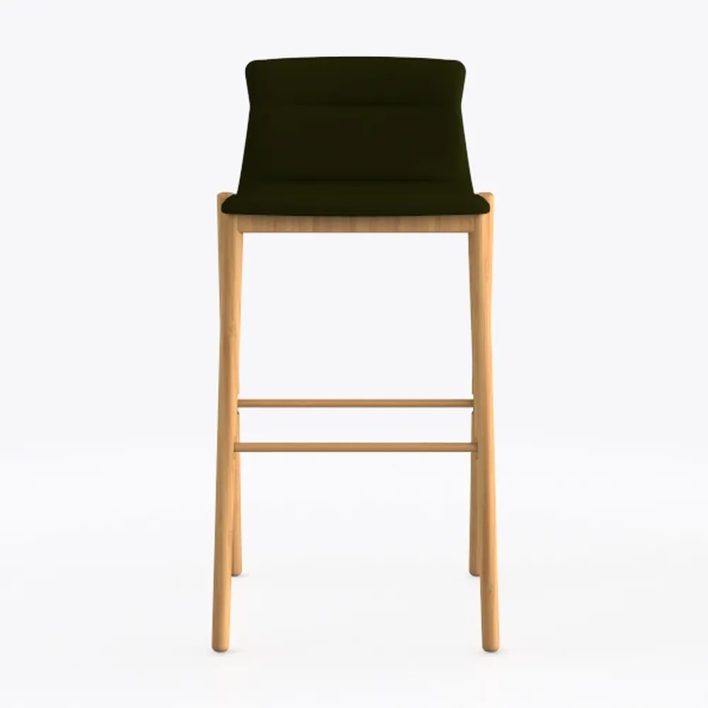 Black/Oak Bonato Leather Counter Stool