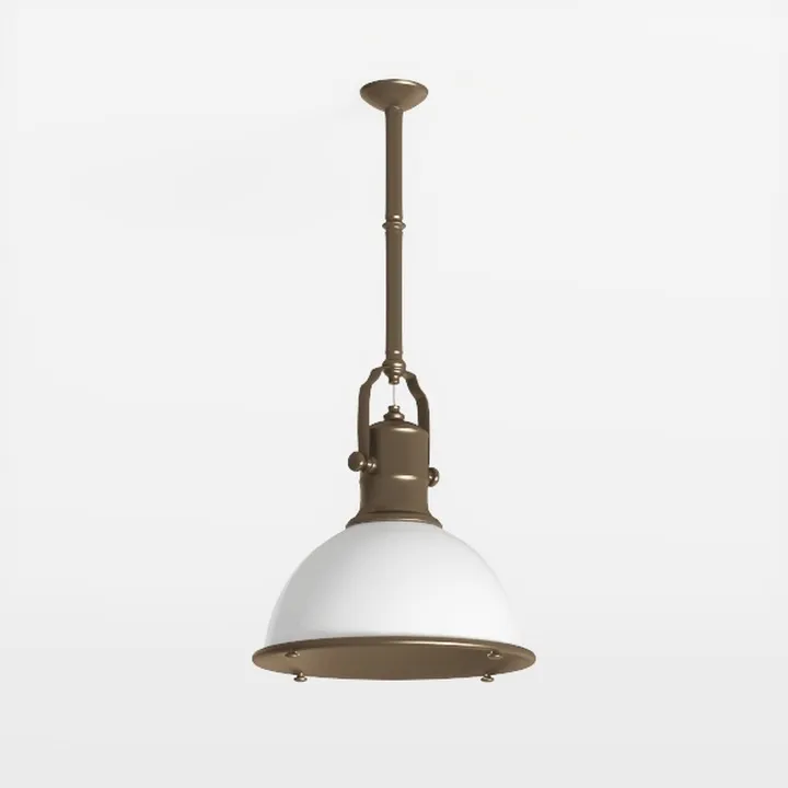 large country industrial pendant with white glass