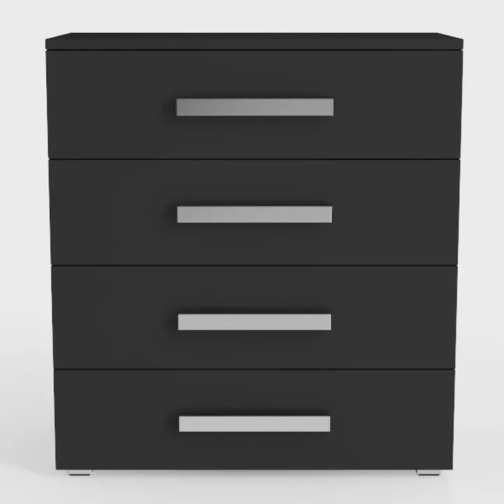 Modern Minimalist Black Solid Wood 4 Drawer Dresser 3D Model