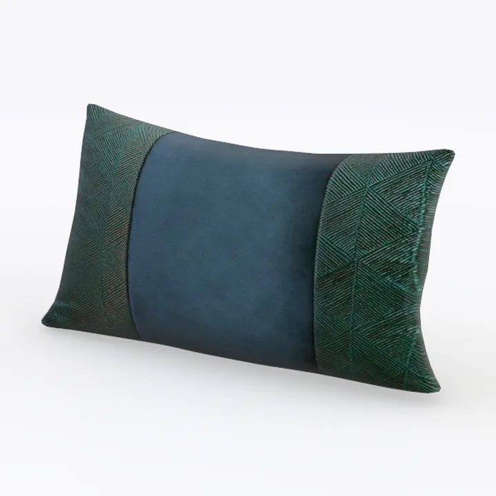 Modern Velvet Geometric Pattern Lumbar Throw Pillow 3D Model