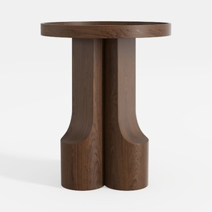 Minimalist Walnut Round Side Table 3D Model