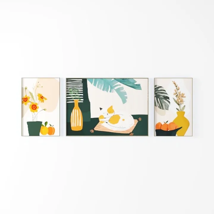 Minimalist Boho Triptych Wall Art Prints 3D Model