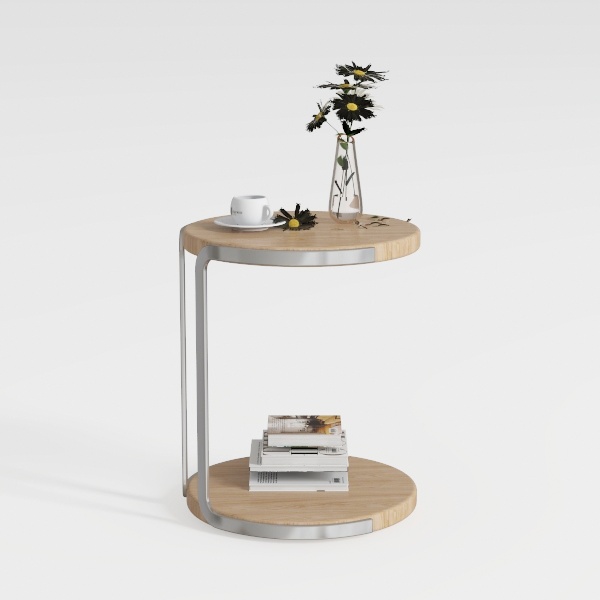 Round Side Table, 2-Tier End Table, Small Side