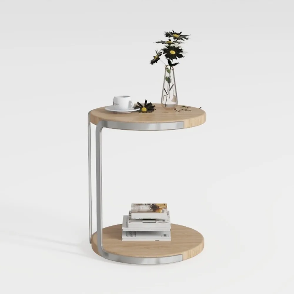 Round Side Table, 2-Tier End Table, Small Side