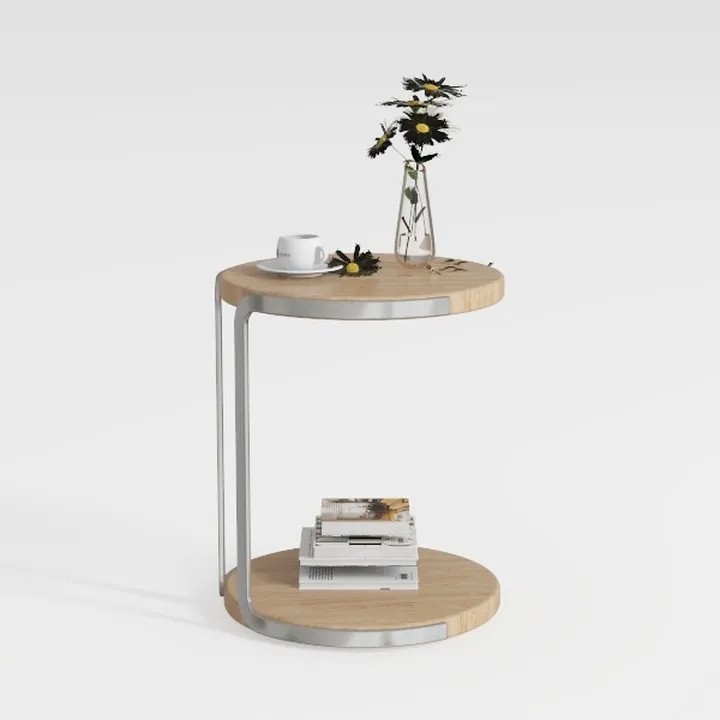 Round Side Table, 2-Tier End Table, Small Side