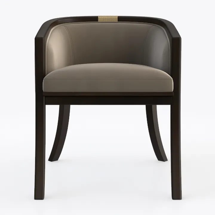 Modern Dark Wood Leather Upholstered Accent Armchair 3D Model