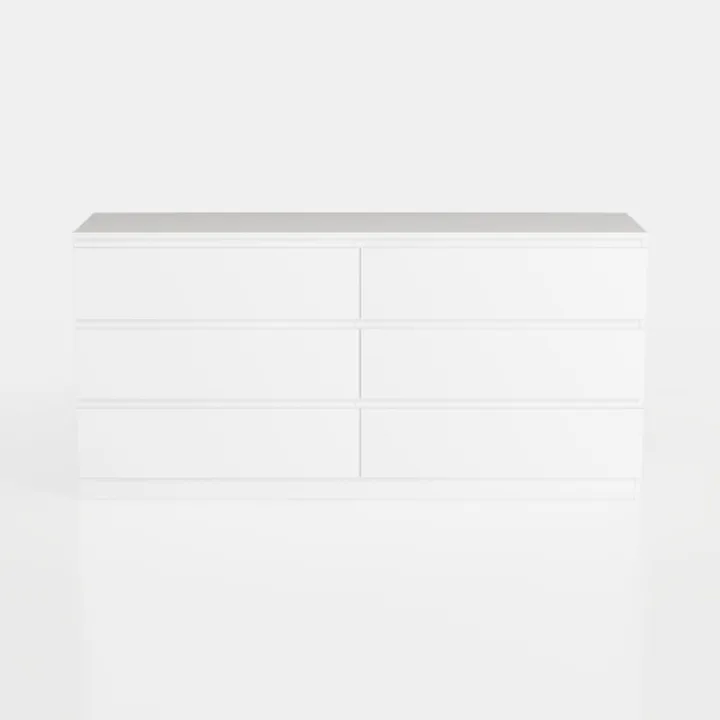 White Dresser for Bedroom,48 Inch Wide 6 Drawers 