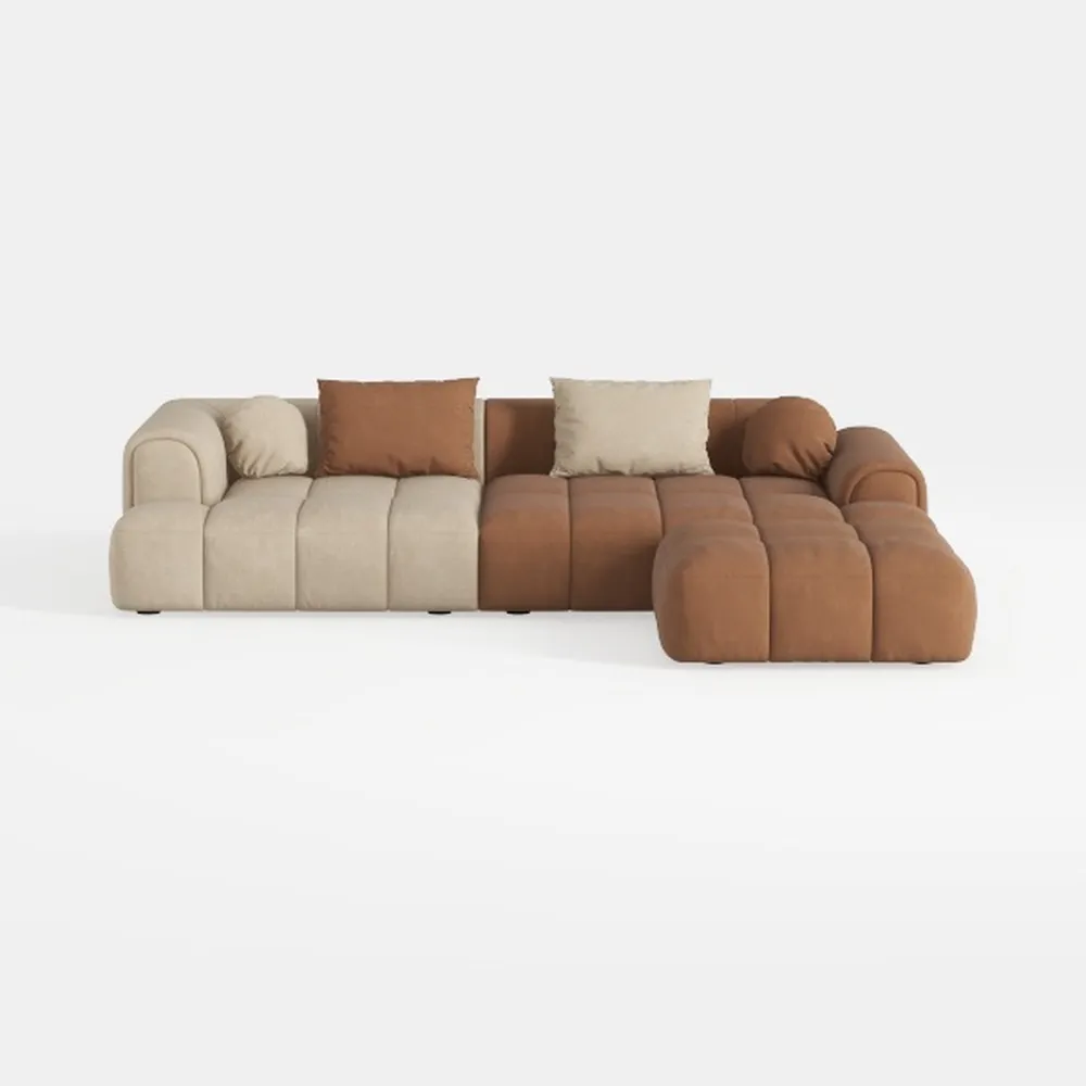 Modern Velvet Sectional Sofa, U Shape Minimalist M
