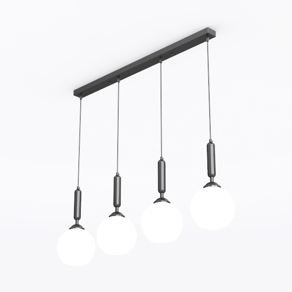 4-Light Kitchen Island Lighting, Black Linear