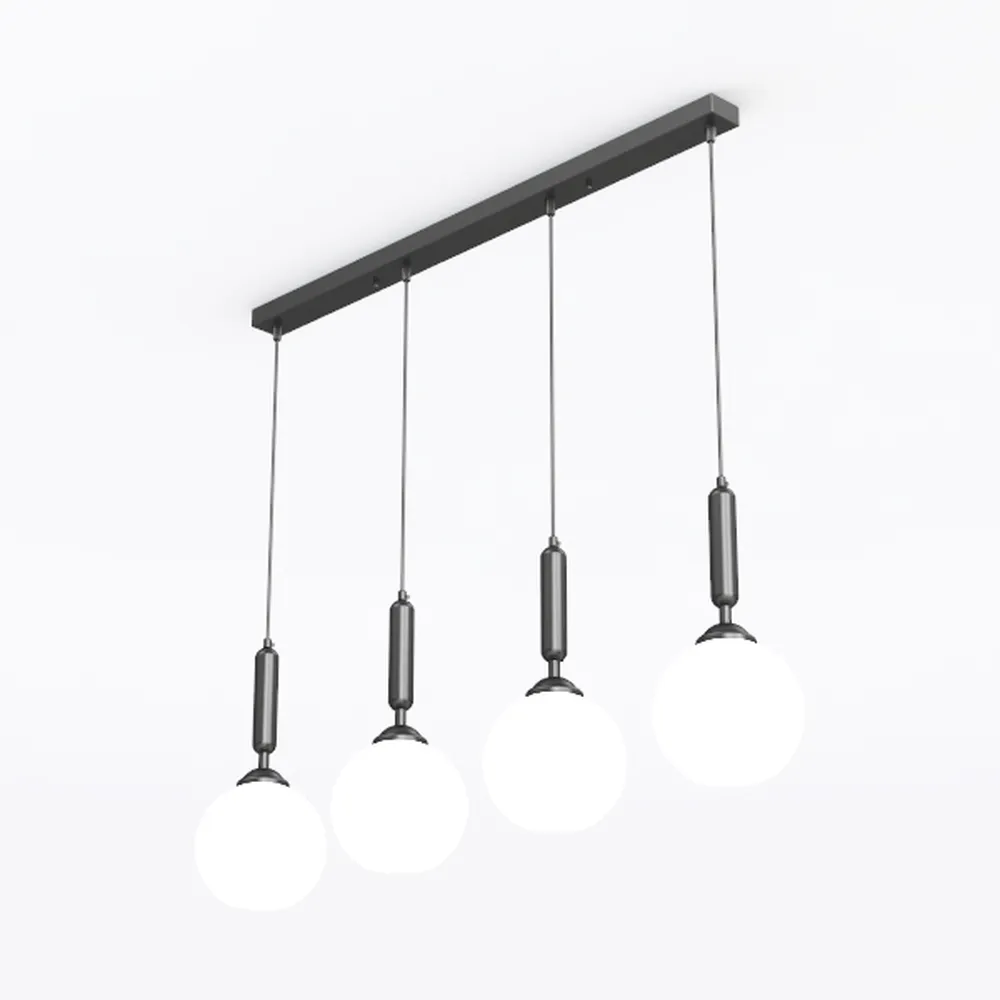 4-Light Kitchen Island Lighting, Black Linear