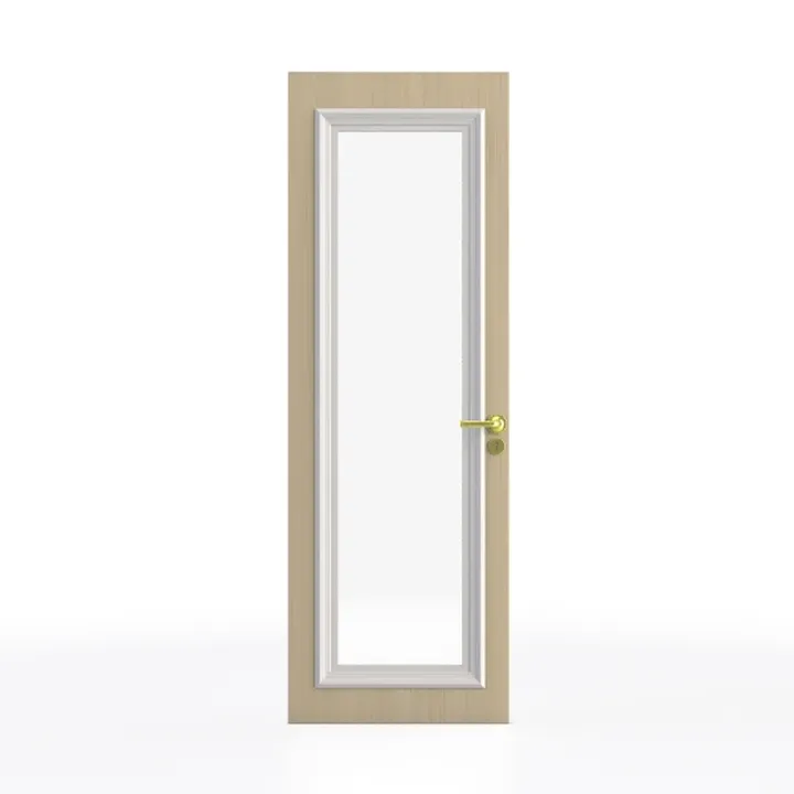 30" x 80" Pine Wood Slab Door, Frosted Glass 