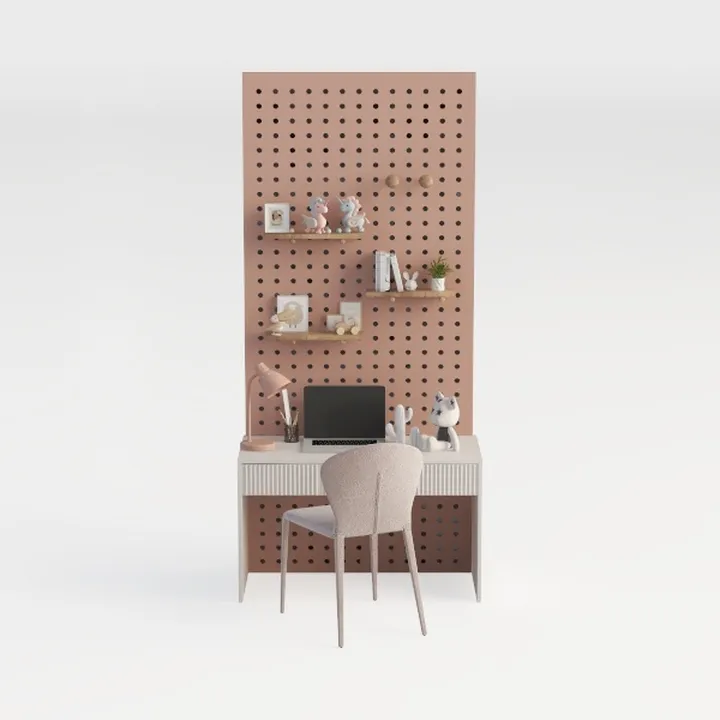 Generico Elegante e Moderna scrivania per Computer Rosa e Bianca con Ripiani portaoggetti e Pannello Forato, scrivania in Legno massello da 47" L x 23,6" P per Ufficio Domestico, Ideale per Ragazze e