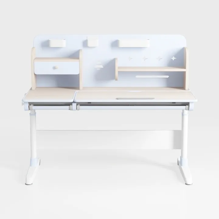 Minimalist Kids Solid Wood Metal Adjustable Study Desk 3D Model