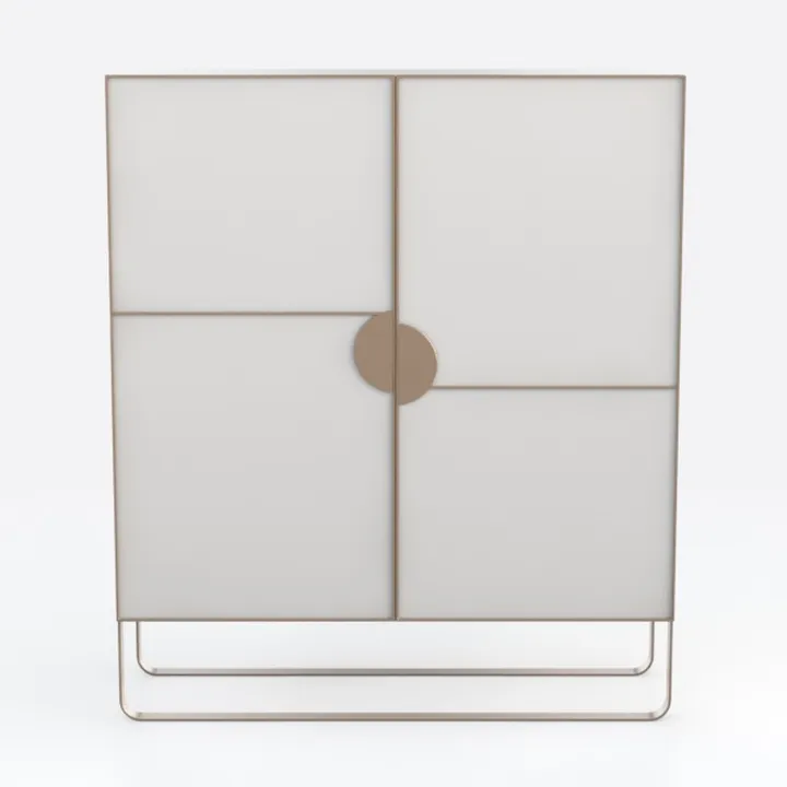 Modern Minimalist Metal and Frosted Glass Cabinet 3D Model