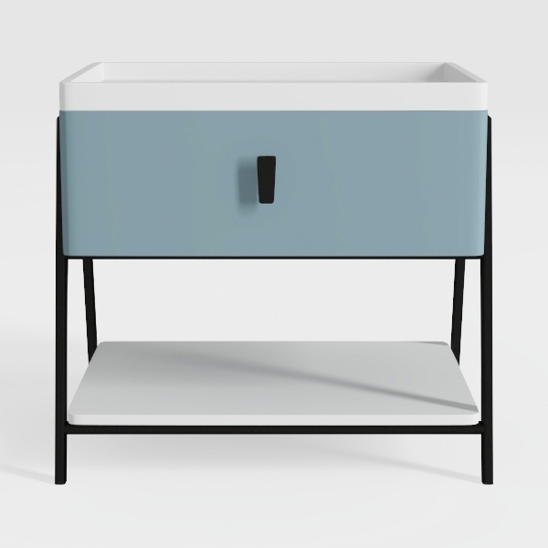 Metal Sidetable with Flap Door, 27.5" Height
