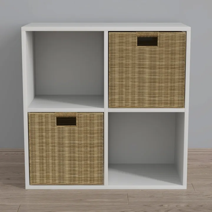 Minimalist White Rattan Storage Cabinet 3D Model