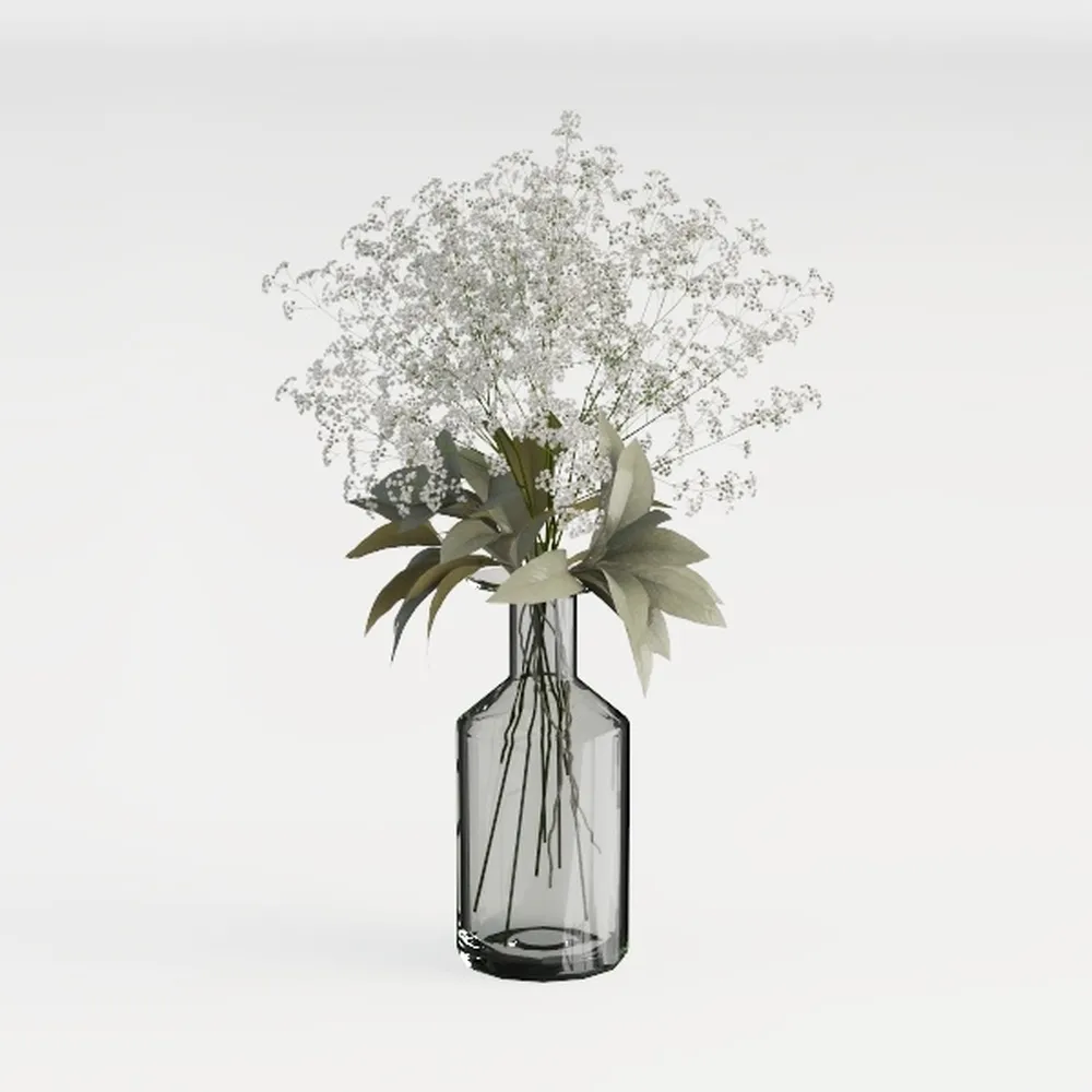 Ceramic Flower Vase, Large Matte Black, Ribbed,