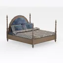 Taran Designs Monte Floral Carved Solid Wood Queen Right 45 Degree View