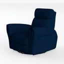 Modern Navy Blue Fabric Swivel Recliner Armchair 3D Model Left 45 Degree View